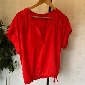 BCBG Coral Red V-Neck Women's Top